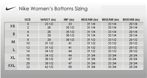 nike pro shorts size chart